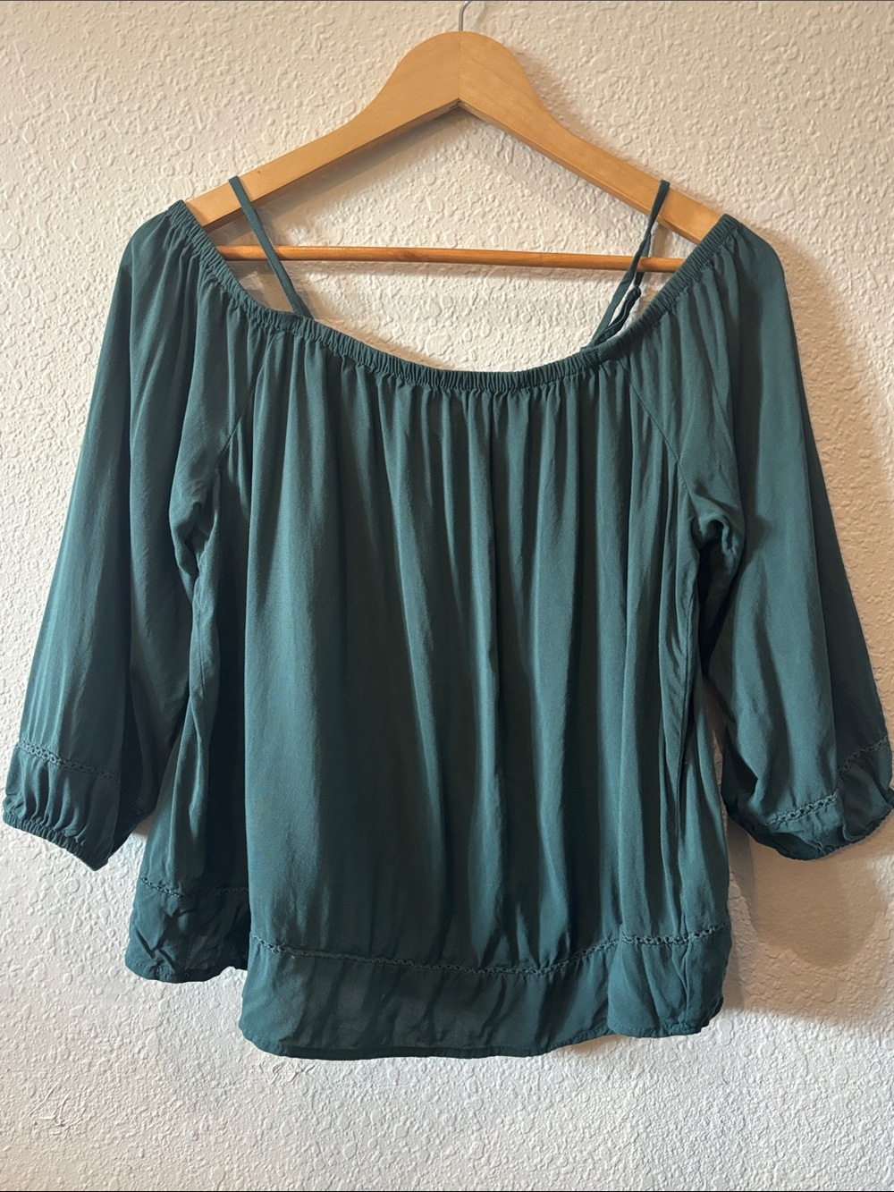 Old Navy Teal Off-Shoulder Blouse with Spaghetti Straps